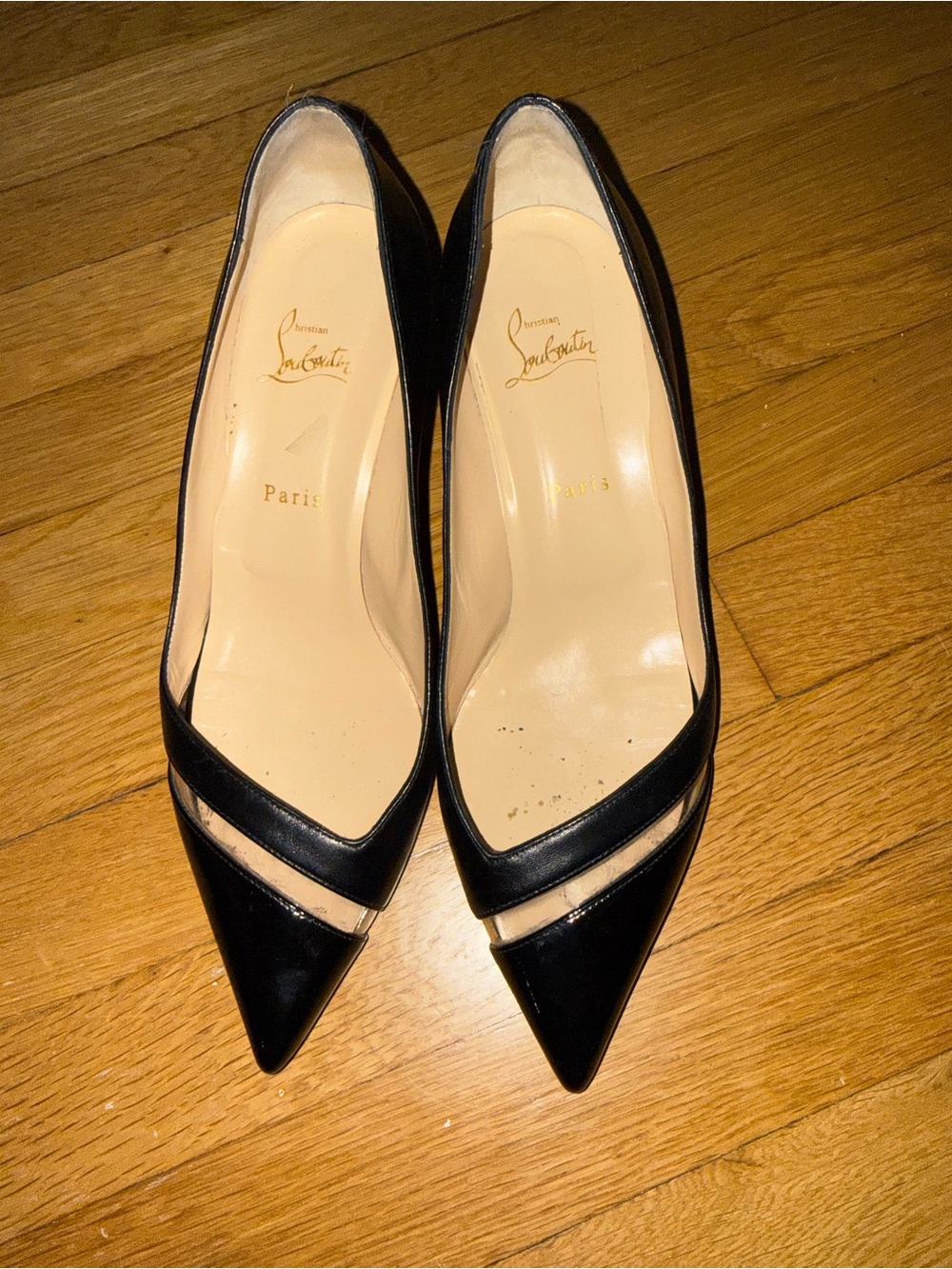 Christian Louboutin Black Pointed Toe Cutout Pumps